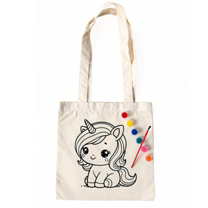 Sac fourre-tout en toile résistant à l'eau avec fermeture éclair, style bohème mignon pour enfants, idéal pour l'été, avec coloriage inclus - Product Image 3