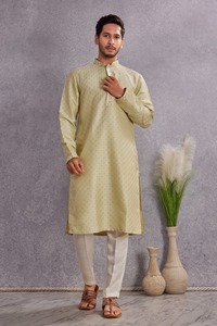 <b>Men's</b> Beige Cotton Traditional Indian Pakistani Breathable Quick Dry Party Casual Wear Regular Fit Ankle-Length <b>Kurta</b> Adults All - Product Image 5