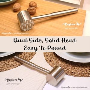 Maillet attendrisseur de viande en acier inoxydable 304, compatible lave-vaisselle, poids idéal, pour attendrir et aplatir la viande, outil polyvalent pour la volaille - Product Image 1