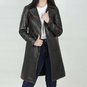 Elegante abrigo de cuero casual para mujer con tacto suave y forma cómoda para looks modernos. - Product Image 4