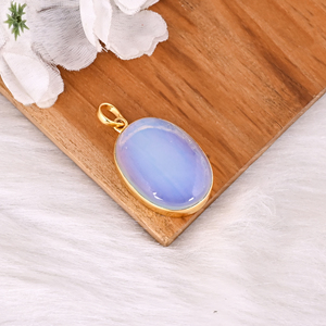 จี้ทองเหลืองชุบทองประดับพลอยโอปอลไฮโดรคลาสสิคสำหรับผู้หญิง - Product Image 2