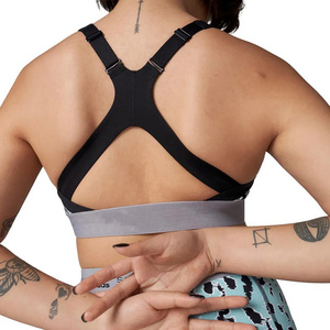 Soutien-gorge de sport imprimé léopard pour femme, col carré, dos nageur, maintien moyen, respirant, en Spandex et Polyester, pour le fitness et les activités sportives - Product Image 3