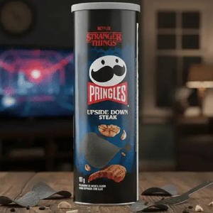 Pringles de Primera Calidad, 100g, Sabor a Bistec de Stranger Things Upside Down, Bocadillos de Patatas Fritas Crujientes, Edición Limitada - Product Image 1