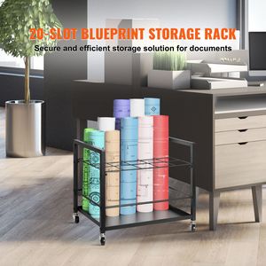 Chariot de rangement mobile en métal à 20 compartiments avec roulettes pour plans, cartes et affiches – Support architectural pour architec - Product Image 2