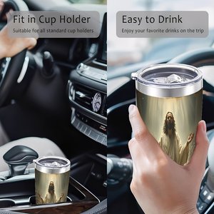 Stainless Steel Tumbler 20oz Double Wall <b>Insulated</b> Travel <b>Mug</b> With Jesus Design - Product Image 4