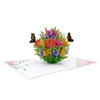 Vente en gros de cartes en papier 3D faites à la main au Vietnam, fleurs de lys, logo personnalisé, cadeaux promotionnels, Saint-Valentin, Nouvel An