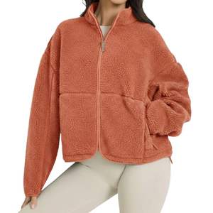 Chaqueta de lana sherpa marrón con cremallera, diseño personalizado para mujer, ropa exterior ecológica, chaquetas sherpa con cremallera completa - Product Image 6