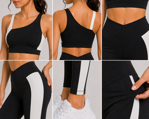 Women One Shoulder Yoga Set High Waist <b>Leggings</b> Sports Bra Fitness Workout Activewear Custom OEM Wholesale - Product Image 5