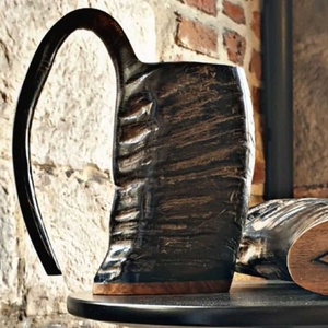 Eco-Friendly Polished Organic Material Modern Horn Coffee Mug <b>Set</b>-Unique Men's Beer & Mead Tankard Gift - Product Image 1