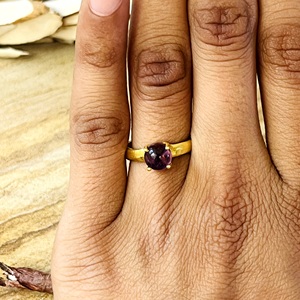 Anillos de Latón Minimalistas con Amatista, Anillos Boho de Latón para Mujer, Chapados en Oro de 18k, Anillos Delicados con Solitario para Venta al por Mayor/OEM/ODM - Product Image 6