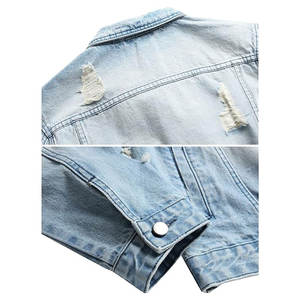 Chaqueta vaquera para hombre, corte ajustado, estilo rasgado, abrigo de mezclilla, chaqueta de moda urbana, mezcla de algodón, chaqueta trucker, chaqueta vaquera vintage - Product Image 6