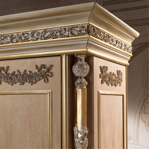 Armoire Royale Européenne de Luxe, Durable, Antique, 6 Portes, en Acajou Massif Sculpté à la Main, Double Miroir pour Chambre, Villa, Hôtel - Product Image 4