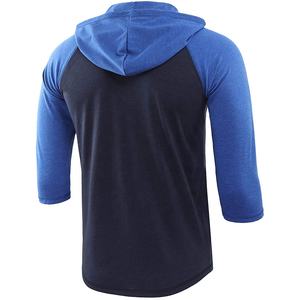 Sudadera con Capucha Deportiva para Hombre, Camiseta de Manga 3/4, Tejido de Jersey de Algodón y Poliéster, Bloques de Color Personalizados para Hombre, OEM - Product Image 3