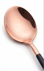 Modern Rose <b>Gold</b> Flatware <b>Set</b> With Black Handles High Mirror Polish Dishwasher Safe <b>Cutlery</b> For Party Tabletop Use - Product Image 2