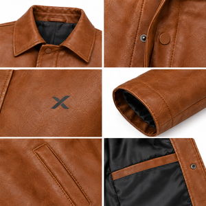 Veste de voiture en cuir véritable pour homme |   Cognac Black Olive |   Fabricant OEM ODM |   Conception de qualité supérieure |   Vêtements en cuir | - Product Image 4