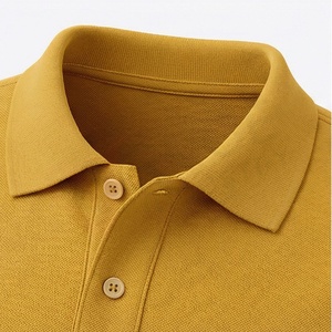 Polo à manches courtes pour homme, jaune moutarde, tricoté, uni, décontracté, coupe classique, boutons - Product Image 4