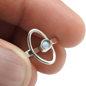 Beautiful Eye Around Design Ring Comes With Round Cut Rainbow Moonstone Gemstone Crafted From 925 Sterling <b>Solid</b> <b>Silver</b> Ring - Product Image 3