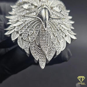 Pendentif oiseau en moissanite sertie de diamants, style luxe, en argent sterling 925, bijoux de style urbain rap. - Product Image 3