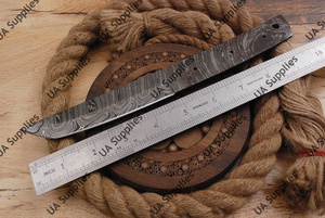 Hoja Tanto de Acero de Damasco, Hoja Fija de Punta Caída con Espiga Completa, Cuchillo en Blanco para Caza y Camping, Suministros para Fabricación DIY, Personalizable, MOQ Bajo - Product Image 2