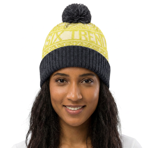 Six Trend Knit Beanie <b>Hat</b> With Pom Pom Turquoise Gray Unisex Winter <b>Cap</b> Casual Style Adult Size 56-58CM - Product Image 3
