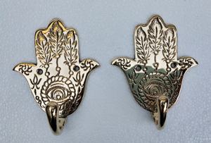 Gancho de pared de latón Hamsa ganchos de mano colgador de llave decorativo - Product Image 3