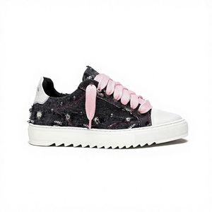 Women's Distressed Designer Sneakers Asymmetric Pink White Laces Platform <b>Casual</b> <b>Shoes</b> Fashion Designer Walking <b>Shoes</b> for Ladies - Product Image 3