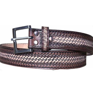 New Classic Rodeo Style <b>Western</b> <b>Belt</b> for Cowboy Solid Brass Buckle Casual Basket Tooling Full Grain <b>Western</b> Leather Tooling <b>Belt</b> - Product Image 4