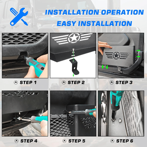 Accessoire de rangement pour Jeep Wrangler JL 2018-2023 JL JLU 4XE Rubicon Sport Sahara Gladiator JT, poche de porte avant en métal, organisateur de voiture - Product Image 5