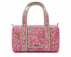 Sac de voyage matelassé en coton à motif floral, sac de week-end vintage décontracté avec fermeture éclair pour les courts séjours - Product Image 2