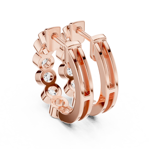 Boucles d'oreilles clous en moissanite serties clos, or rose 18 carats, certifiées IGI, plaquées rhodium, bijoux de luxe modernes pour cadeaux d'anniversaire et de fête - Product Image 3