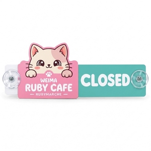 Plaque de signalisation PVC ouverte/fermée pour porte coulissante, idéale pour les entrées commerciales, les magasins, les bureaux, les réceptions et les services clients. - Product Image 1