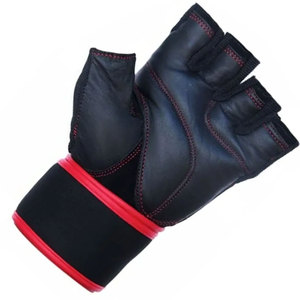 Half Finger Weight Lifting <b>Gloves</b> Leather Non Slip Adjustable Wrist Strap Gym Fitness Unisex Red <b>Black</b> Red Cycle Racing <b>Glove</b> - Product Image 4