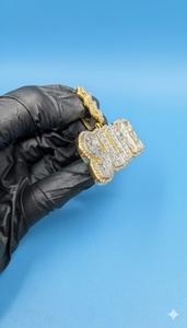 Colgante Hip Hop con Incrustaciones de Moissanita, Joyería para Raperos, Plata de Ley 925, Dos Tonos, Personalizado, Chapado en Oro de 18K, para Regalo - Product Image 4