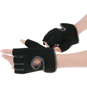 <b>Half</b> Finger Gym Gloves Neoprene Black Unisex Fitness Workout Gear Pull On Design Non <b>Slip</b> Breathable Moisture Wicking - Product Image 2