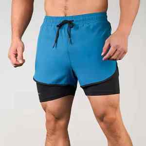 กางเกงวิ่งออกกำลังกายฤดูร้อนรุ่นใหม่ล่าสุดสำหรับผู้ชาย ระบายอากาศได้ดี แห้งเร็ว แบบ 2 in 1 สองชั้น สำหรับฝึกซ้อมกีฬา - Product Image 5