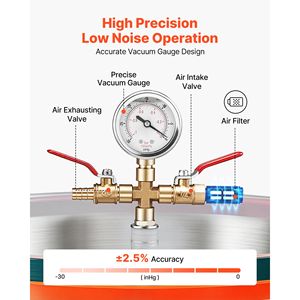 Chambre de dégazage sous vide en alliage d'aluminium de 15 gallons avec couvercle en verre trempé, tuyau et filtre à air pour la coulée de résine - Product Image 3