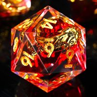 Ensemble de dés polyédriques DND en résine à bords tranchants, peints à la main, design écologique, avec incrustation de bague dorée pour Jeux de Rôle D&D