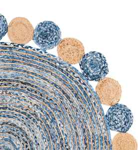 Traditional <b>Indian</b> Rug made of Jute and Denim Washable Area Rugs for Bedroom & Living Room - Product Image 2