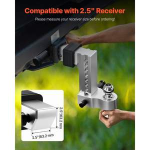 Attelage réglable de 8 pouces avec support à trois boules, récepteur de 2,5 pouces pour boules de 1-7/8 pouces et 2-5/16 pouces, capacité de remorquage maximale de 18 500 livres pour les véhicules de loisirs - Product Image 3