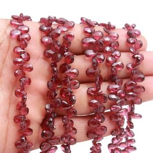 ลูกปัดรูปลูกแพร์เหลี่ยมเพชรพลอยโกเมนธรรมชาติแบบ100% สำหรับทำเครื่องประดับลูกปัดเจ้าสาวที่มาถึง - Product Image 2