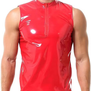 เสื้อกล้ามออกกำลังกายผู้ชายสีดำแบบกำหนดเอง เสื้อกล้ามหนังเรียบๆ สำหรับฤดูร้อน เสื้อผ้าแฟชั่นสำหรับออกกำลังกายผู้ชาย - Product Image 1