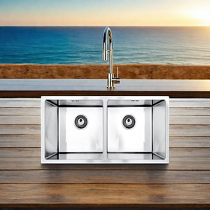 Ventes directes Vietnam SM 9000 fait à la main Double bol deux trous Design moderne évier de cuisine 304 acier inoxydable Norme internationale - Product Image 1