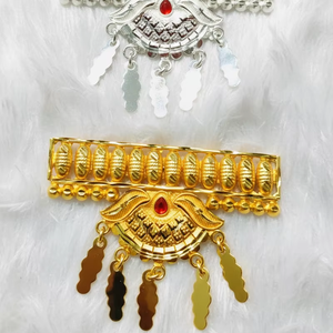 หวีผมทำมือชุบทองวินเทจ  รักษ์โลก กันน้ำ ดีไซน์หรูหราทันสมัย  ประดับเปลือกโลหะผสม  มินิ  ประดับด้วยหินสีแดงรูปดอกไม้  สำหรับเจ้าสาว - Product Image 1