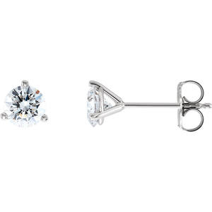 Pendientes de Diamantes Cultivados en Laboratorio, Corte Redondo Clásico Martini, Tres Puntas, Platino de Lujo, Joyería Fina Elegante para Mujer - Product Image 4