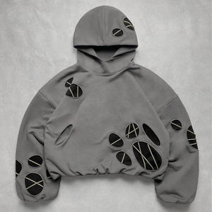 Sweat à capuche oversize pour homme en polaire douce avec empiècements et design à panneaux mixtes, capuche réglable, style streetwear décontracté - Product Image 1
