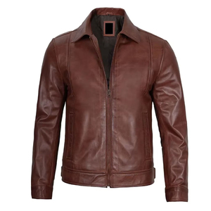 Veste en cuir pour homme de haute qualité, sur mesure, coupe slim, style streetwear, respirante, col montant, en cuir - Product Image 3