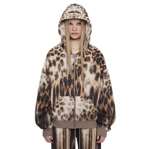 Sudadera con Capucha y Cremallera para Mujer, Estampado de Leopardo, Estilo Otoñal, Tejido de Poliéster, Talla Grande, Marca RAGSTO - Product Image 5