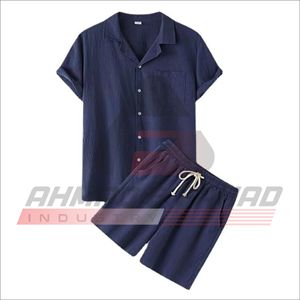 Latest Summer Solid Color Linen and Cotton Two Piece <b>Shirt</b> and Shorts <b>Men</b> Casual Hawaii <b>Beach</b> Fashion <b>Mens</b> Short Sets - Product Image 1