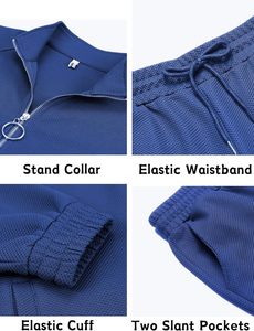 Premium 380GSM Heavyweight Fleece Tracksuit Men Pullover <b>Hoodie</b> Pants Set Screen Printed Black Navy Dual Color Outfit - Product Image 2