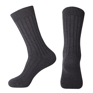 Chaussettes habillées en coton noir uni pour hommes, avec revers côtelé, douces et respirantes, lot de 5, vente en gros - Product Image 6